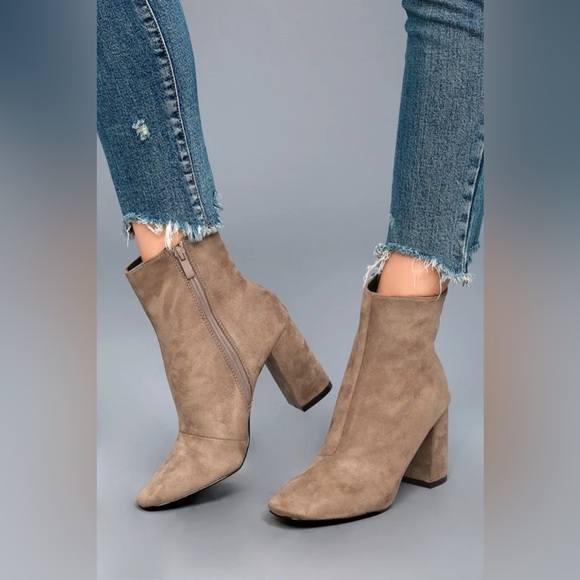 My Generation Taupe Suede High Heel Mid-Calf Boots - 6.5 - Picture 4 of 9